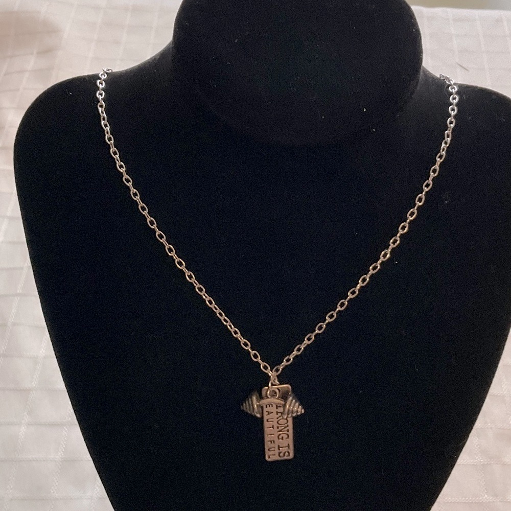 3 for $30 item - Strong is Beautiful Pendant Necklace